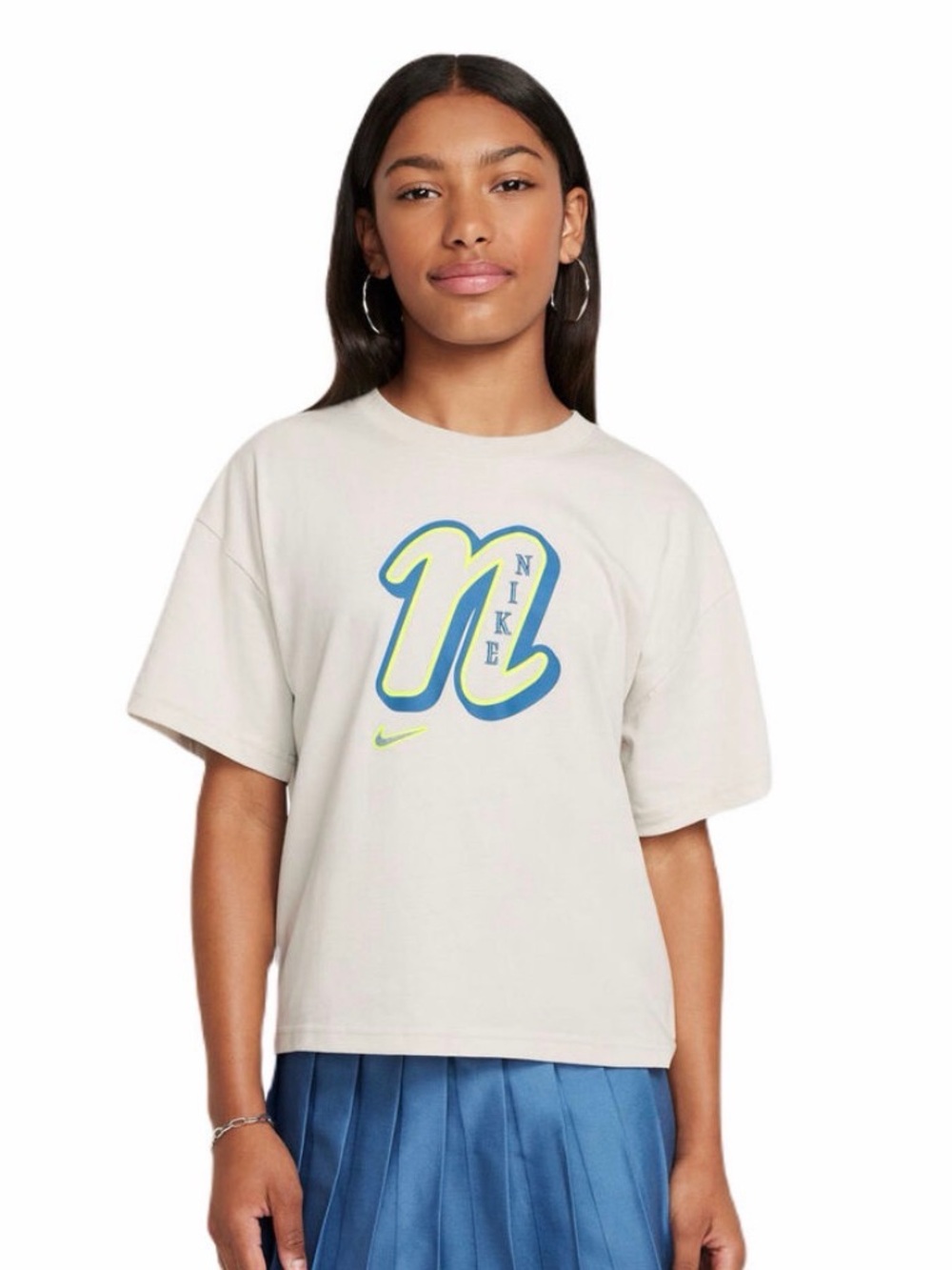 Nike Junior Sportswear Graphic Star Loose Fit Tee in Bone Size XL